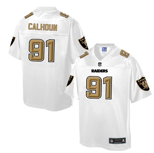 Men's Game Shilique Calhoun Nike Jersey White - #91 Pro Line Fashion NFL Oakland Raiders